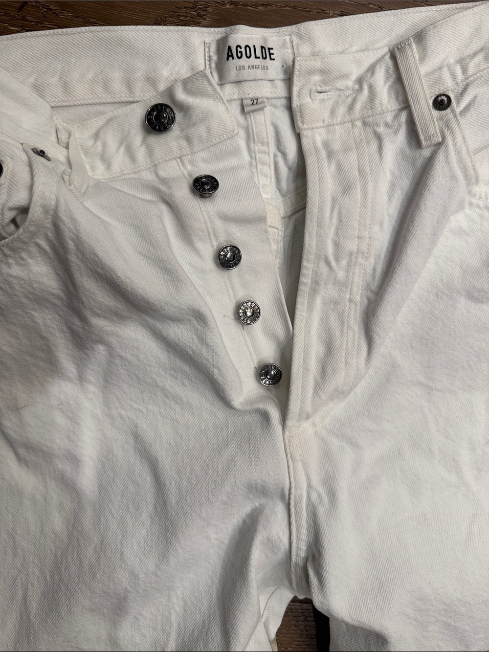 AGOLDE Two Tone Straight Leg Jeans White & Beige Panel Size 27 - Picture 3 of 7